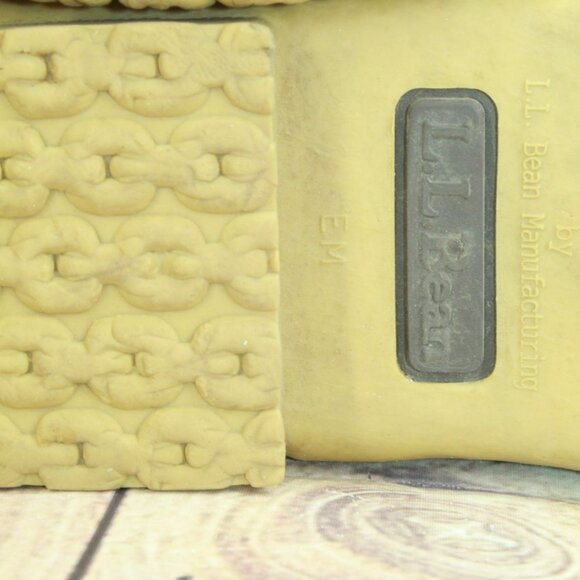 LL Bean Brown Leather Lace Up Round Toe Unlined Ankle Duck Boots Size 9 M - Picture 9 of 10